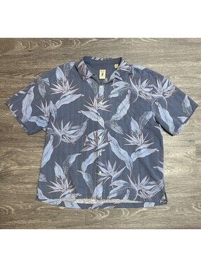 Vintage Y2K Jamaica Jaxx Silk Hawaiian Shirt XXL Blue Floral